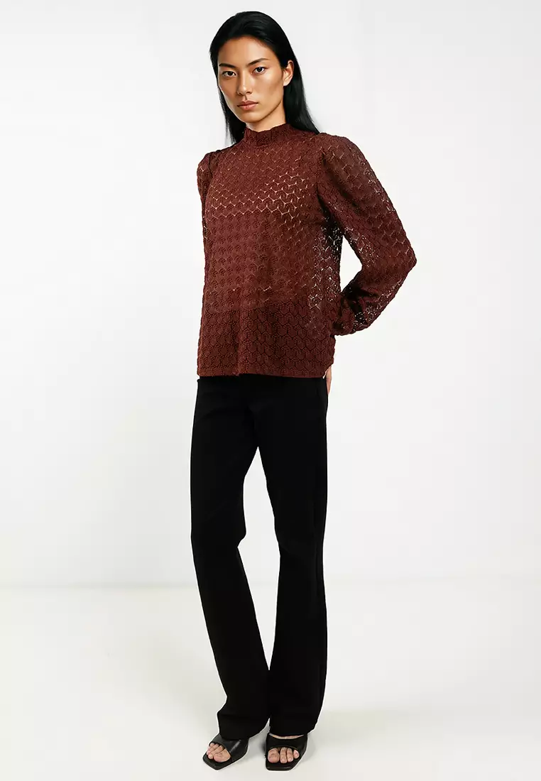Long Sleeve Lace Jersey Top