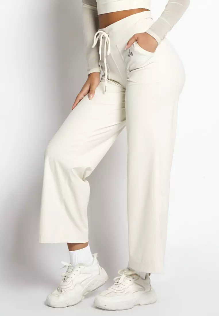Wide Leg White Slim Leg Joggers Kaiia Cotton Blend Petite Wide Leg