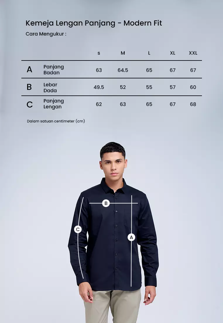 MANZONE - Kemeja Lengan Panjang Pria Jazbe 2 Modern Fit - Blue Warna Blue