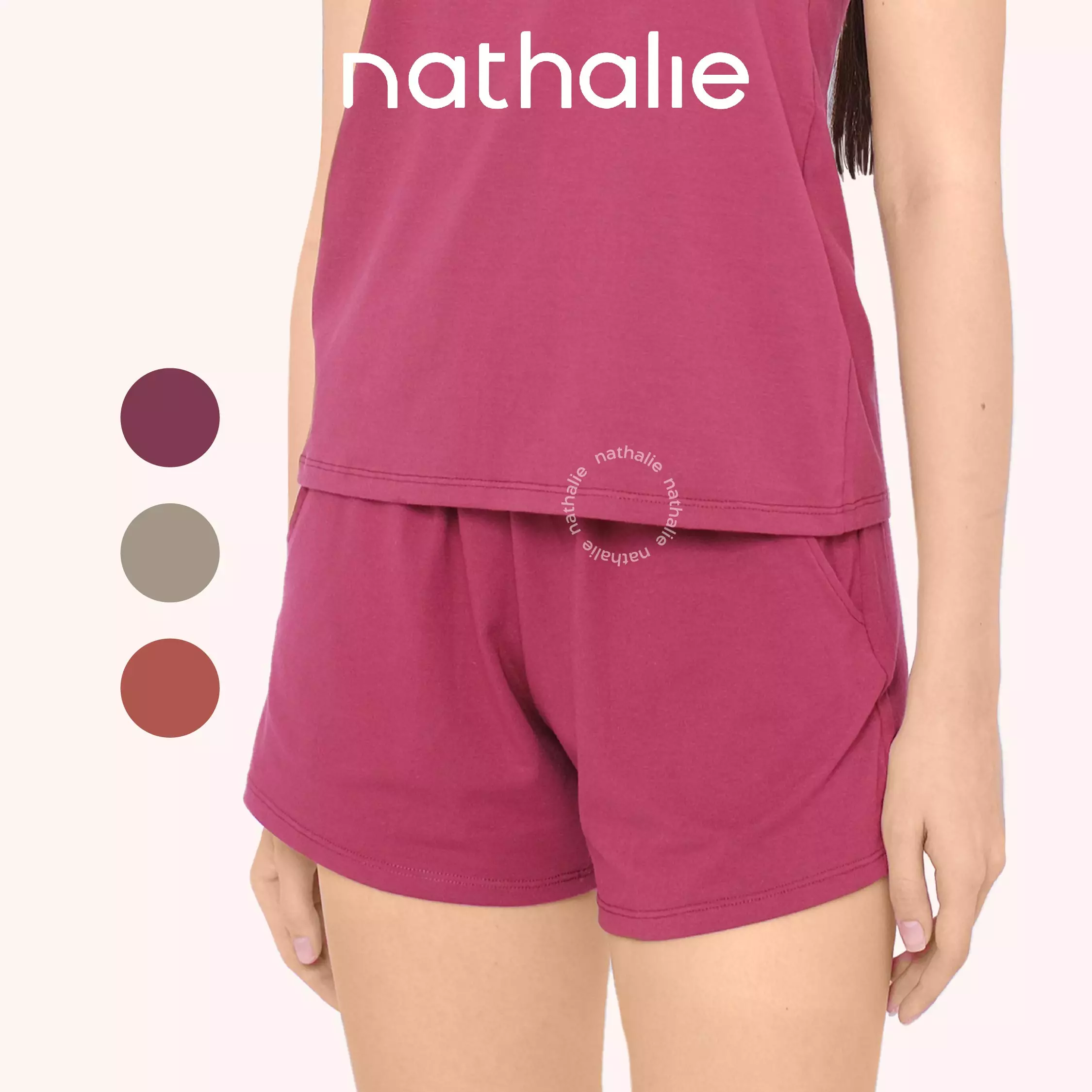 Nathalie Celana Pendek Katun 1 pcs NTC 3394 - Merah Tua