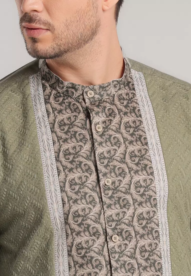 MOC Kemeja Koko Lengan Panjang Pria Syahid - Olive