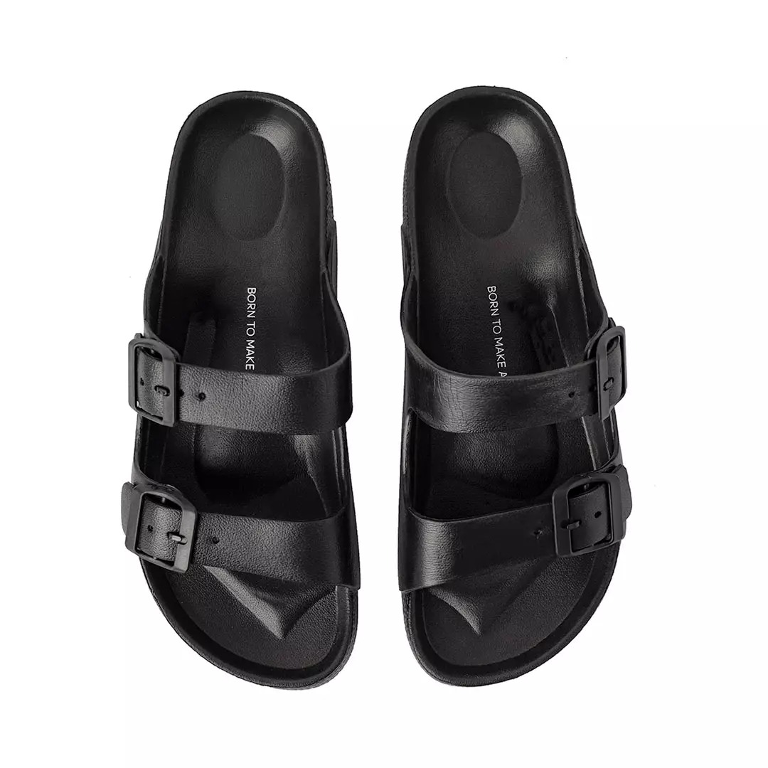 Sandal Pria Slide Footstep Footwear - Bona Black Neon
