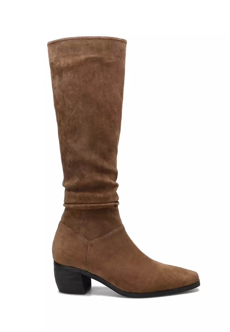Discount on Twenty Eight Shoes  shoes - SKU: 5.5cm Pleated Suede Fabric Long Boots Te8159-2