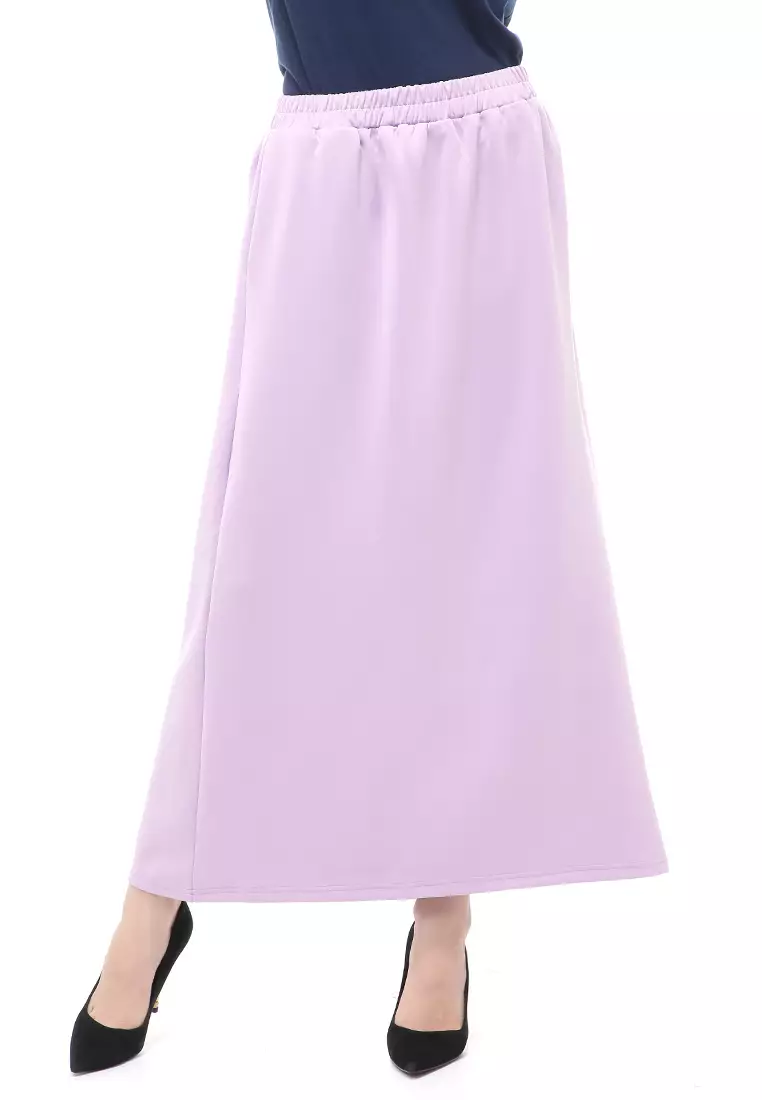 Rok Panjang Muslimah Polos Bawahan Wanita Regular Fit All Size - Violet