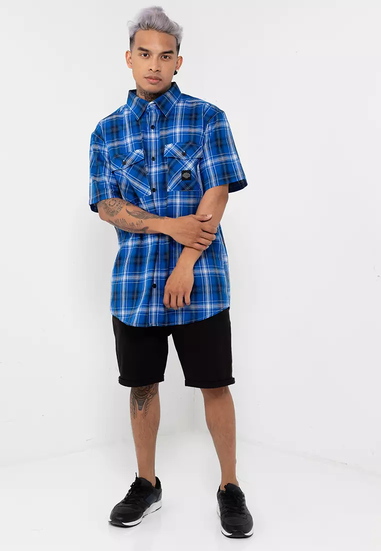 Harley-Davidson Backing It In Plaid Shirt