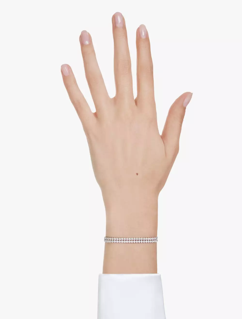 Matrix Tennis bracelet, Round cut, White, Rhodium plated - M - WHITE