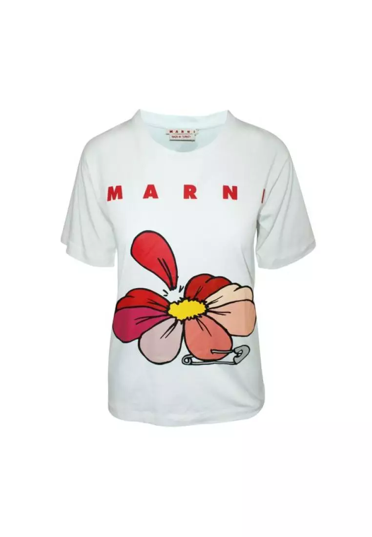 Buy MARNI Pre-Loved MARNI White T-shirt with Flower Print Online