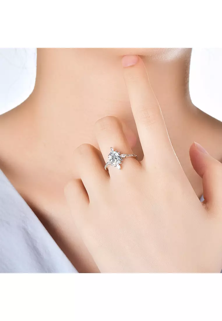 Berlian Moissanite Lustre Ring [GRA CERTIFICATE MOISSANITE DIAMOND] - Cincin Moissanite Diamond 1.5 CT 925 Silver Celesta by Her Jewellery