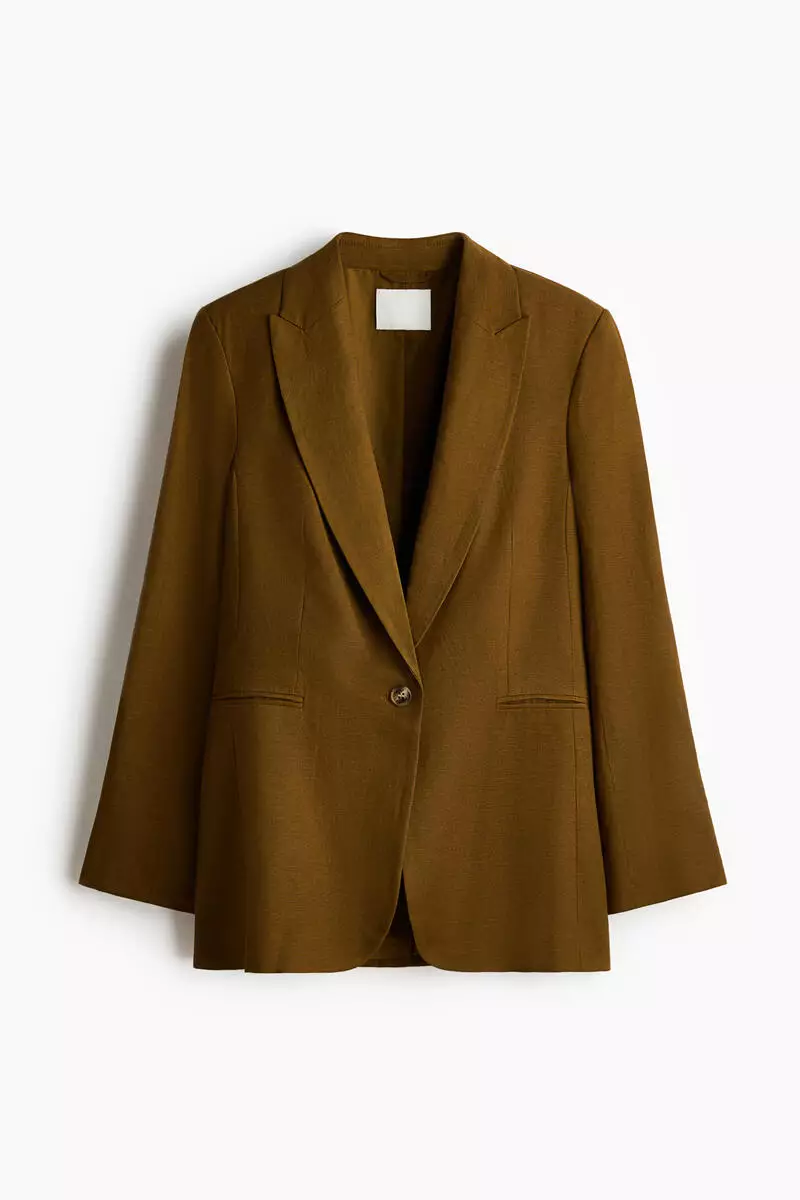 Linen-blend blazer