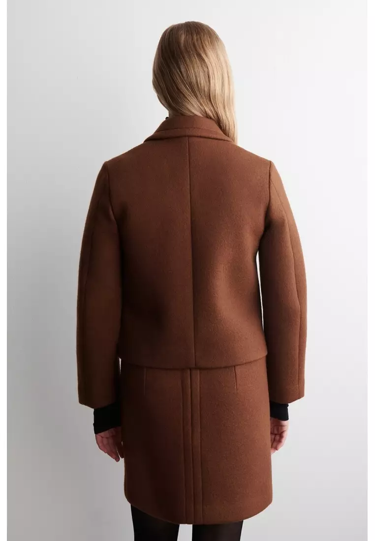 CROPPED DOUBLE-BREASTED WOOL BLAZER