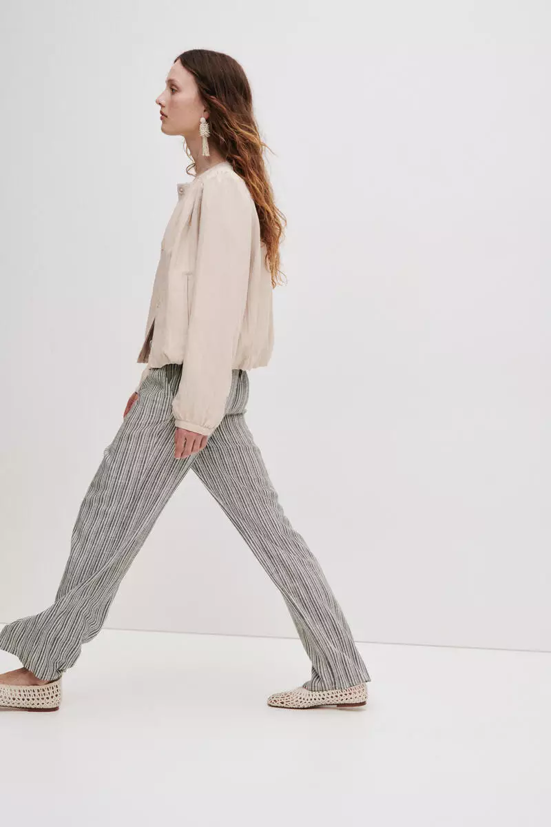 Linen-blend drawstring trousers