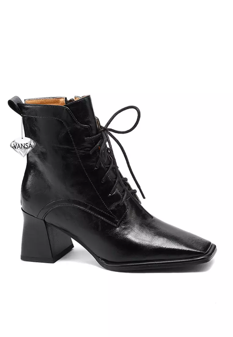 VANSA Stylish Sheep Leather Lace Up Martin Boots VSW-B-C49