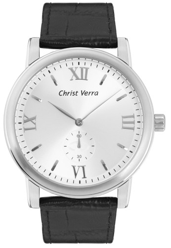 Christ Verra Fashion Men's Watch CV 52049G-21 SLV/BLK White Black Silver Leather