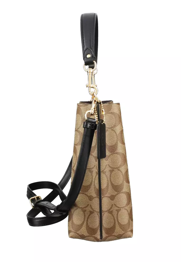 Mollie Bucket Bag 22 In Signature Canvas - Brown/Black