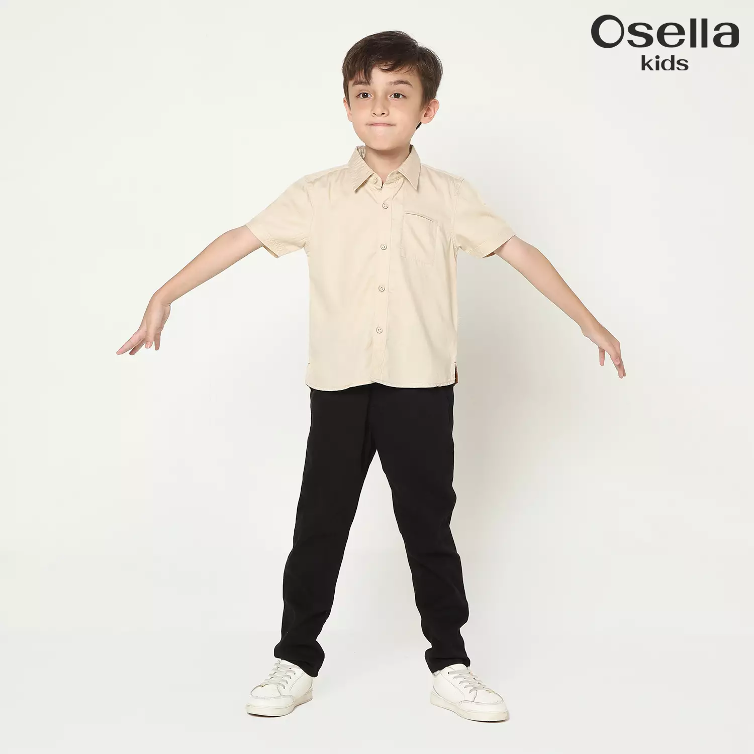 Osella Tencel Slub Short Sleeve Shirt 2232500389 | Atasan Kemeja Lengan Pendek Anak Laki Laki