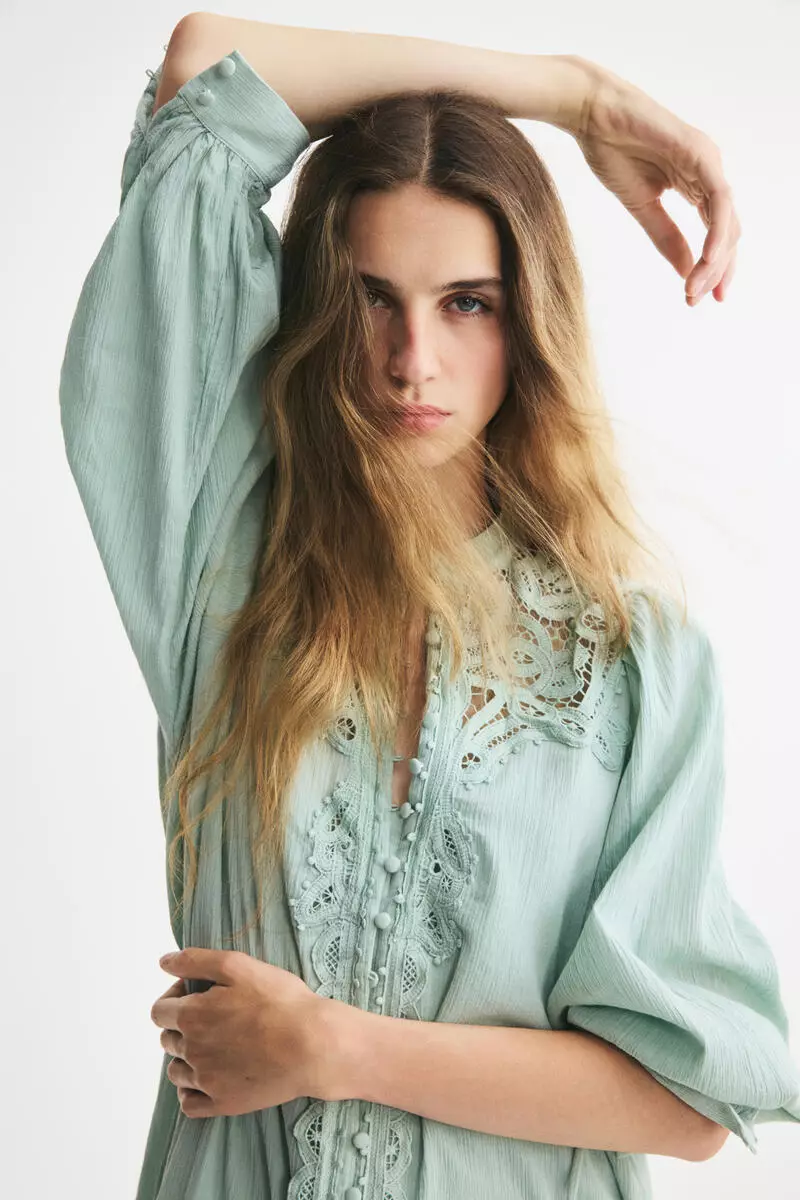 Lace-detail cotton dress