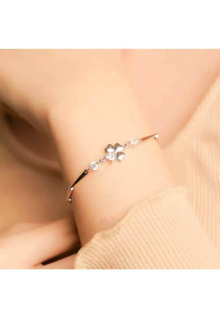Millennia 2000 Lucky Charms Cubic Zirconia Rhodium Bracelet with 925 Sterling Silver