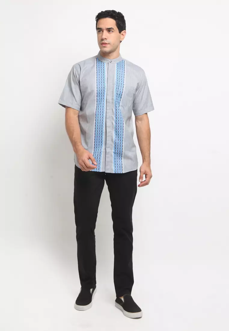 POLICE Kemeja Koko Border Pria 207260204 Abu