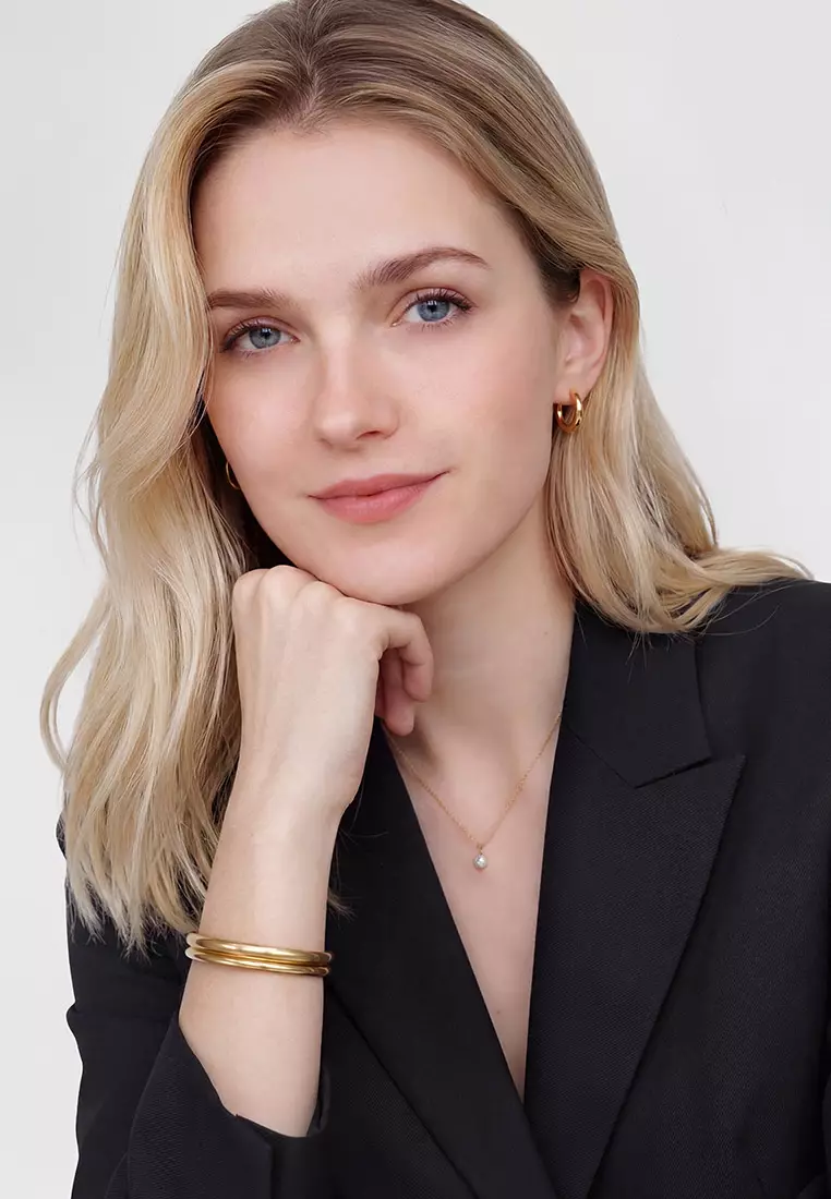 Classic Arch Cuff Gold 4mm - Unisex Bracelet for women and men stainless steel Bracelet DW Official Authentic Original gelang tangan perempuan lelaki DW