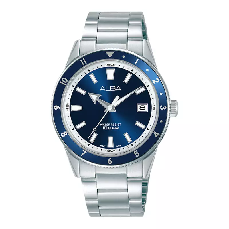 Jam Tangan Pria Alba Active AS9U81X1 Men Blue Dial Stainless Steel Strap