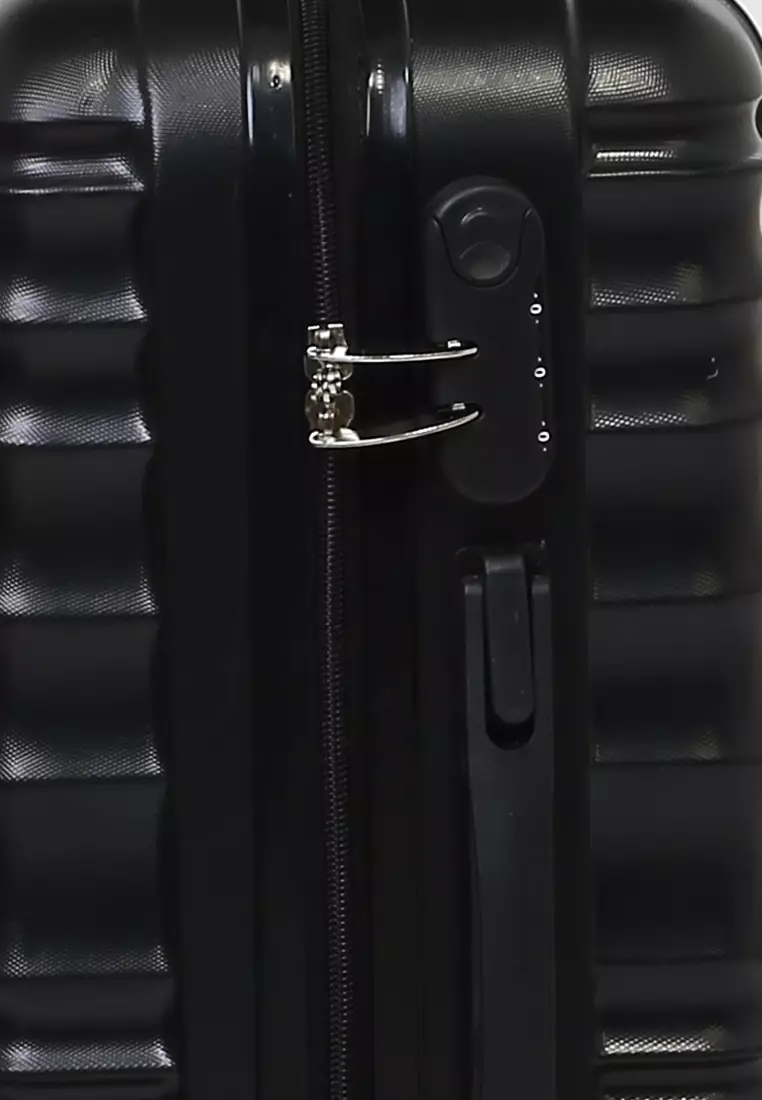 Caroline Koper Hardcase Unisex Size 18 Inch Suitcase Combination Lock Large Compartment Material ABS+PVC Coated ORIGINAL - Black