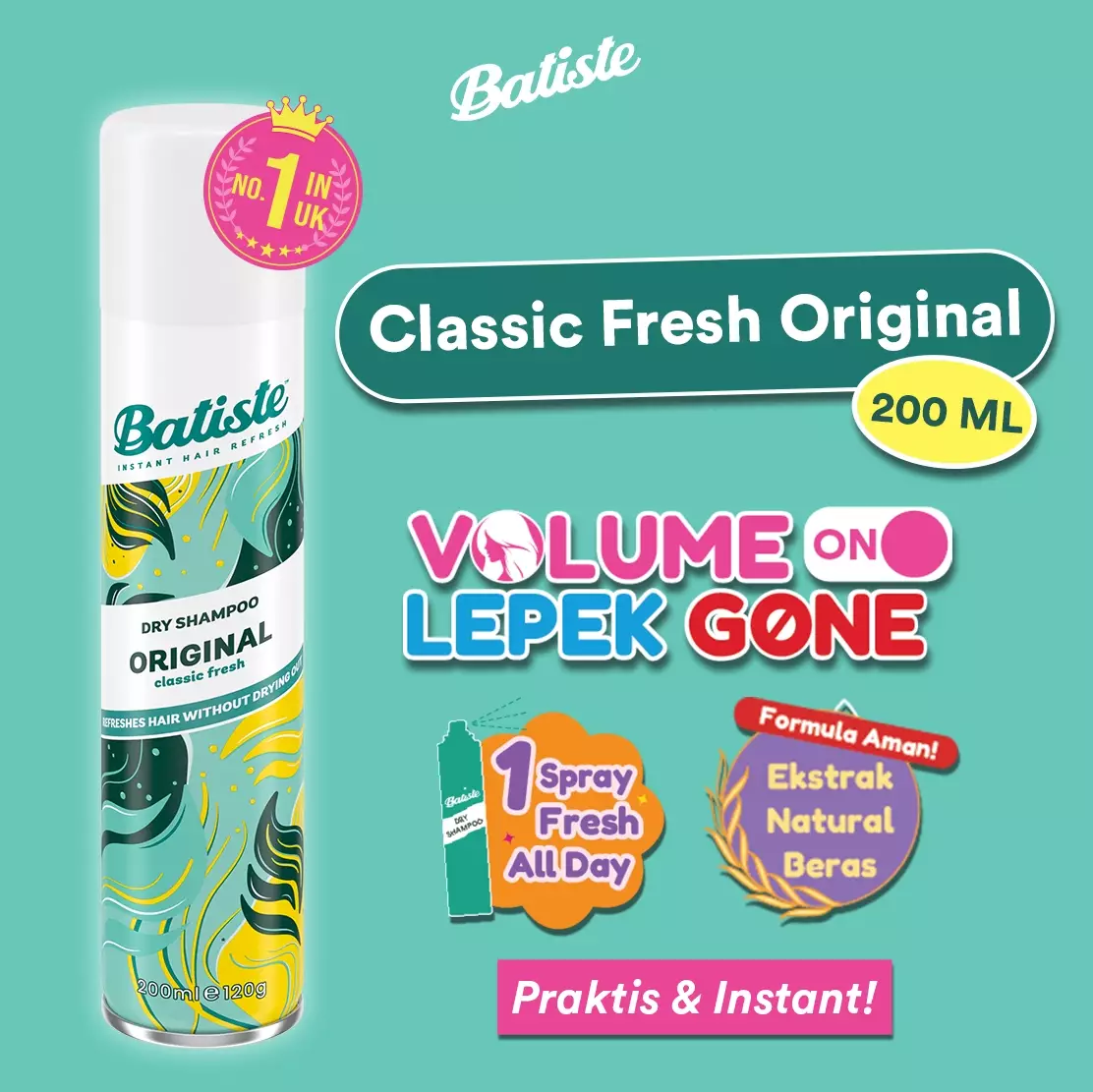 Batiste Clean Classic Original Dry Shampoo 200 ml