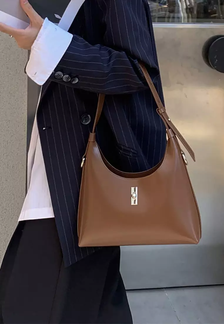Women's Classic Cowhide Leather 2-Ways Crossbody Bags Axillary Bags