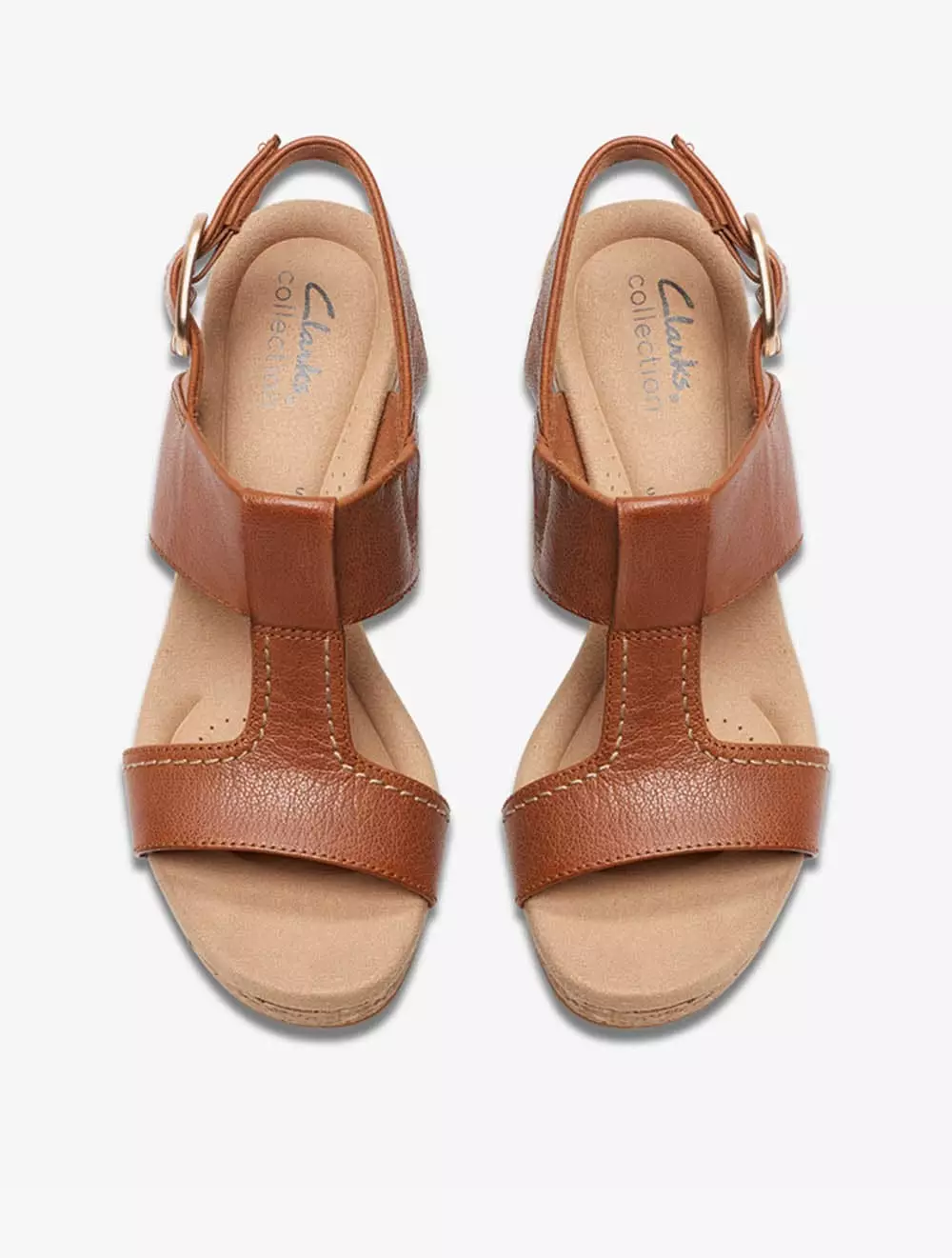 Clarks Giselle Style Women's Wedges- Tan Leather