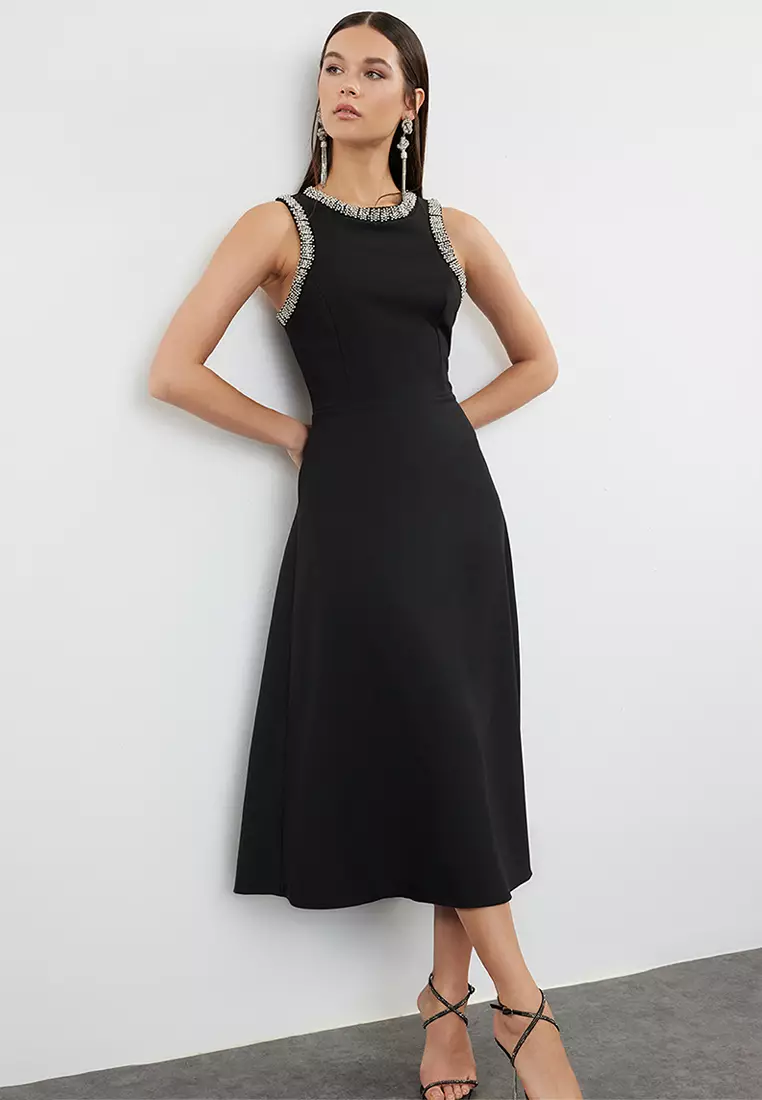 A-Line Evening Dress With Stone Accessories