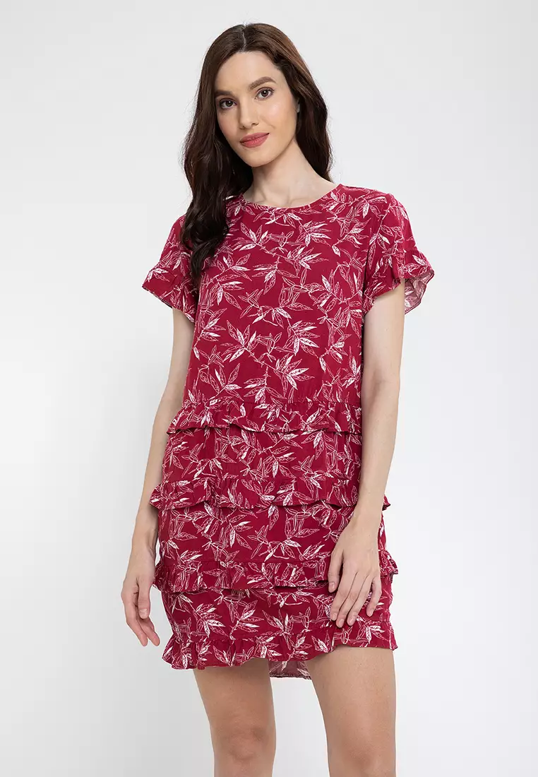 Ligaya Printed Ruffle Tiered Dress