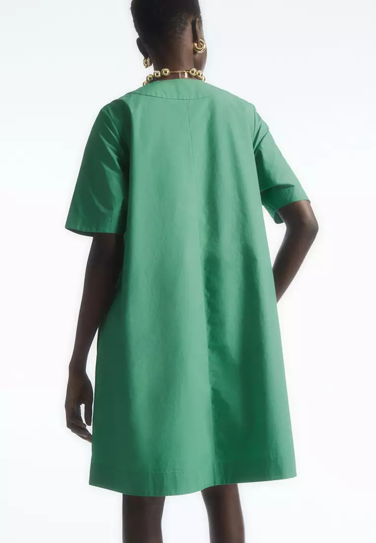 線上選購COS V-Neck Pleated Mini Dress