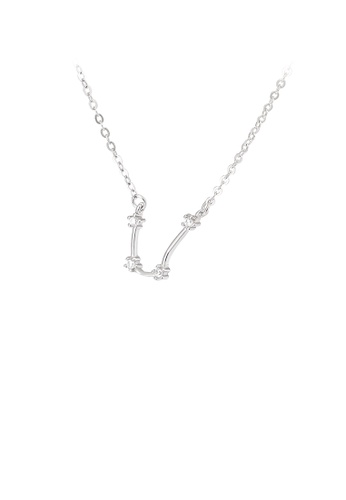 Glamorousky white 925 Sterling Silver Simple Fashion Twelve Constellation Aquarius Pendant with Cubic Zirconia and Necklace D77C3AC22BF6AFGS_1