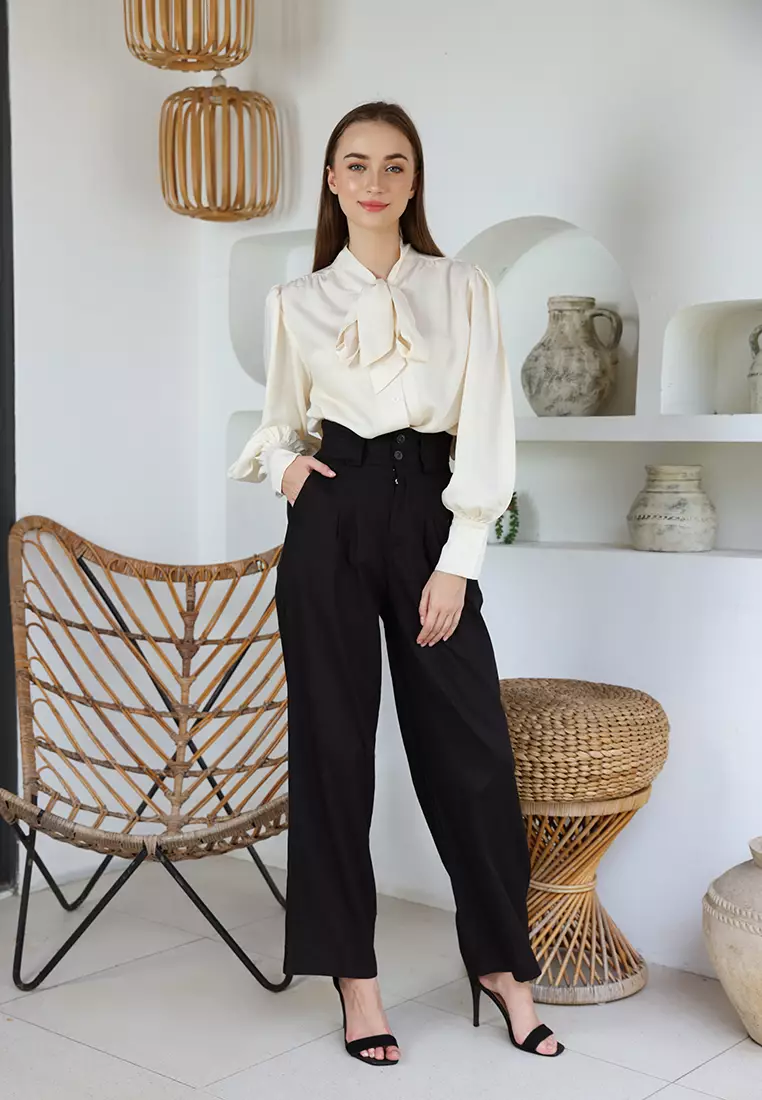 Mannequin Ribbon Silk Sateen Shirt