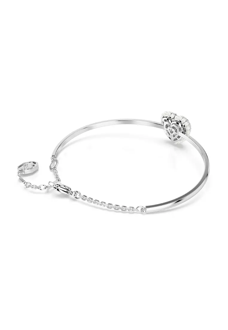 Buy Swarovski Hyperbola bangle, Heart, White, Rhodium plated 2024 ...