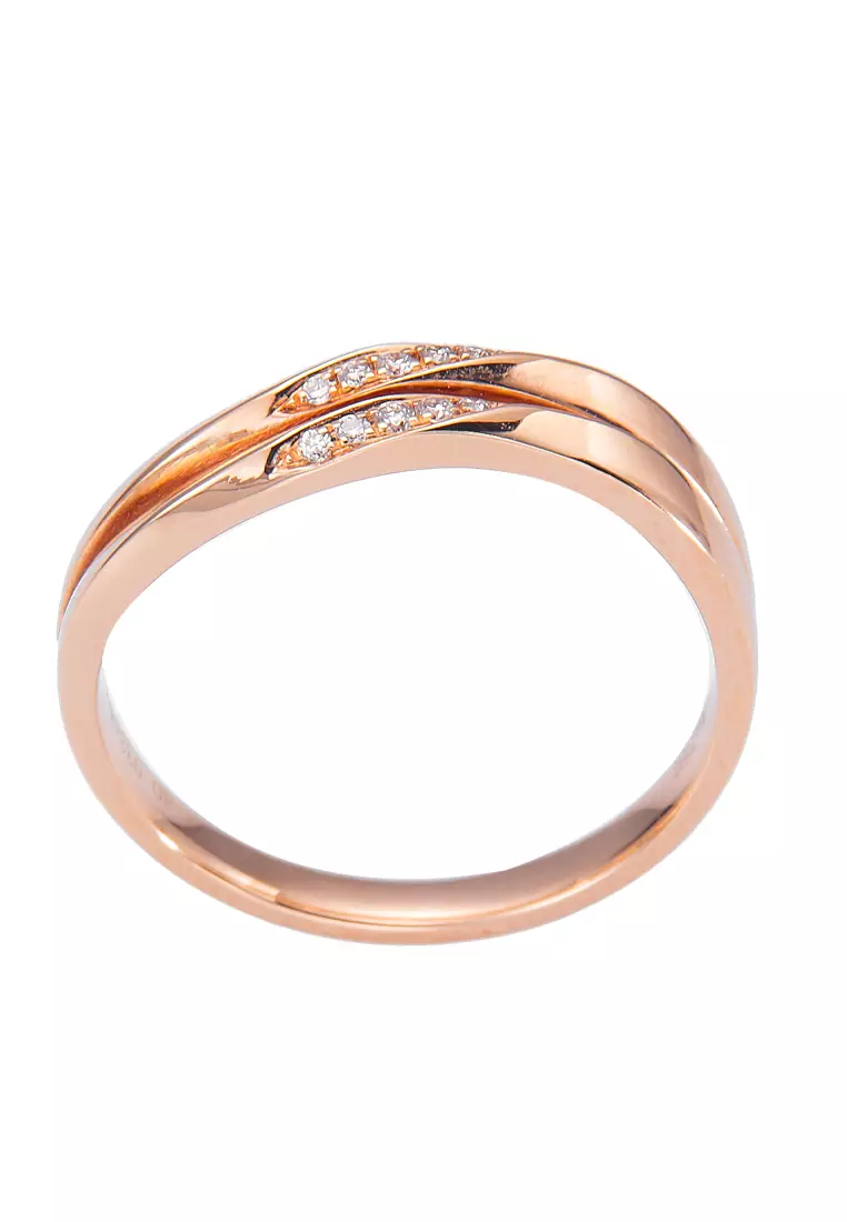 LITZ 18K 玫瑰金戒指 C-WB0044F