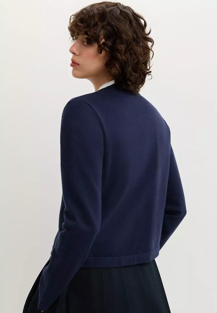 Embroidered Cardigan - Navy