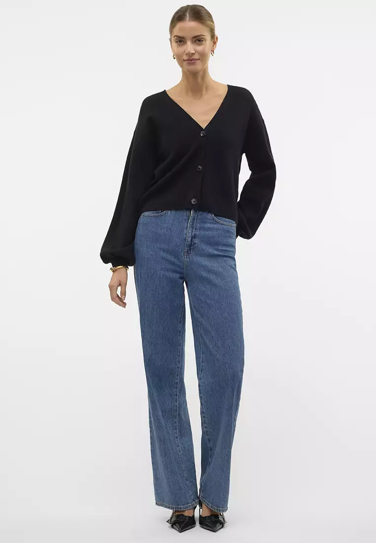 Gold Long Sleeve V-Neck Button Cardigan