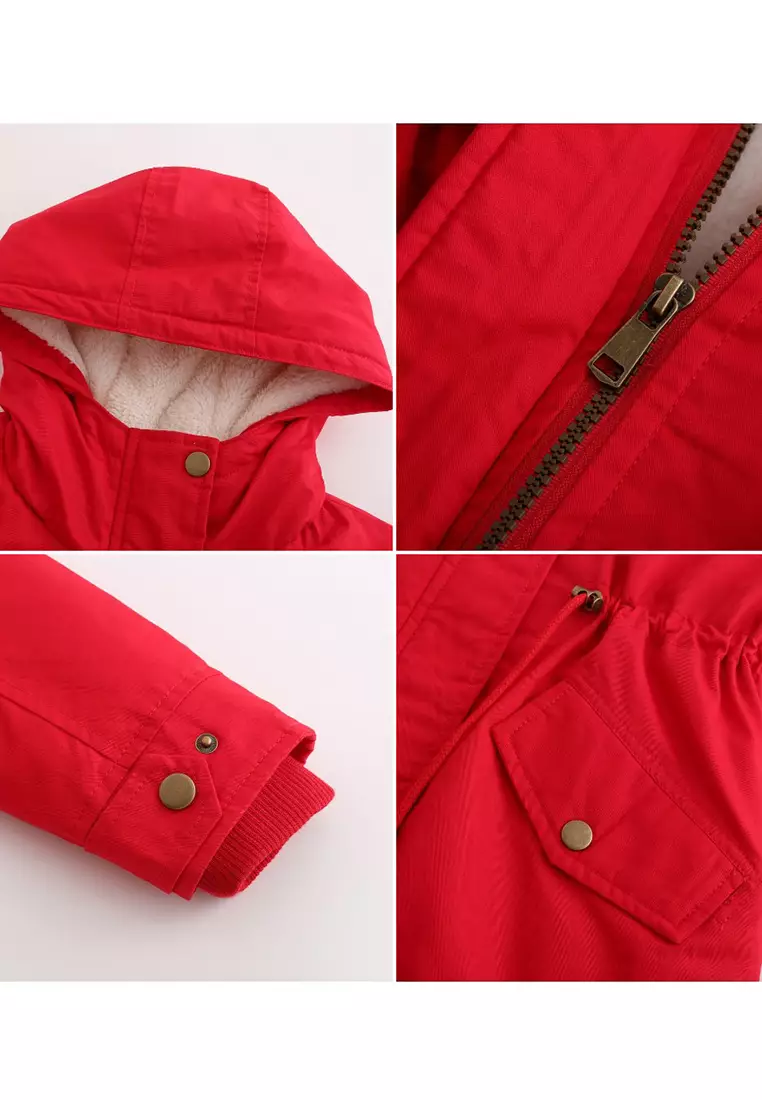 Fleece-lined Hooded Cotton Coat AD-D337