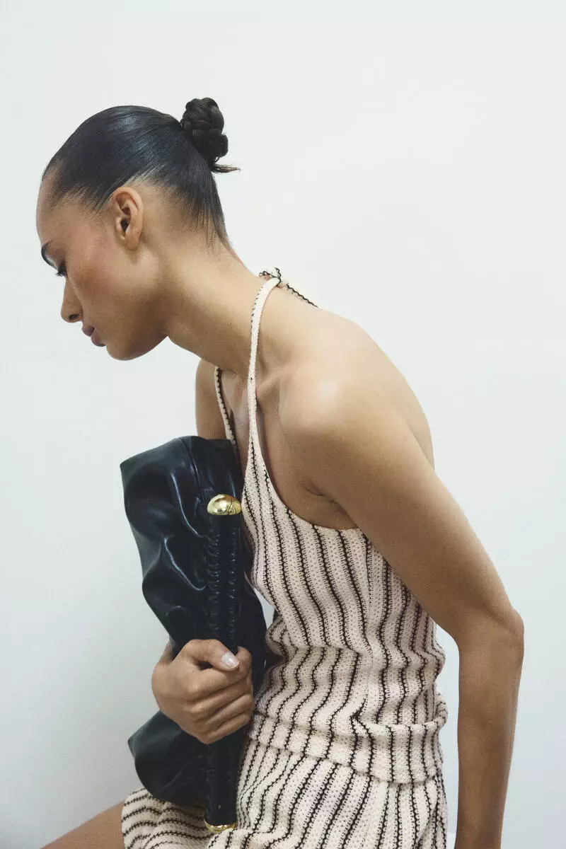 Pointelle-knit halterneck top