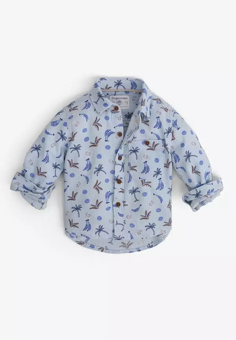 Baby Boys Banana Print Soft Long Sleeves Shirt
