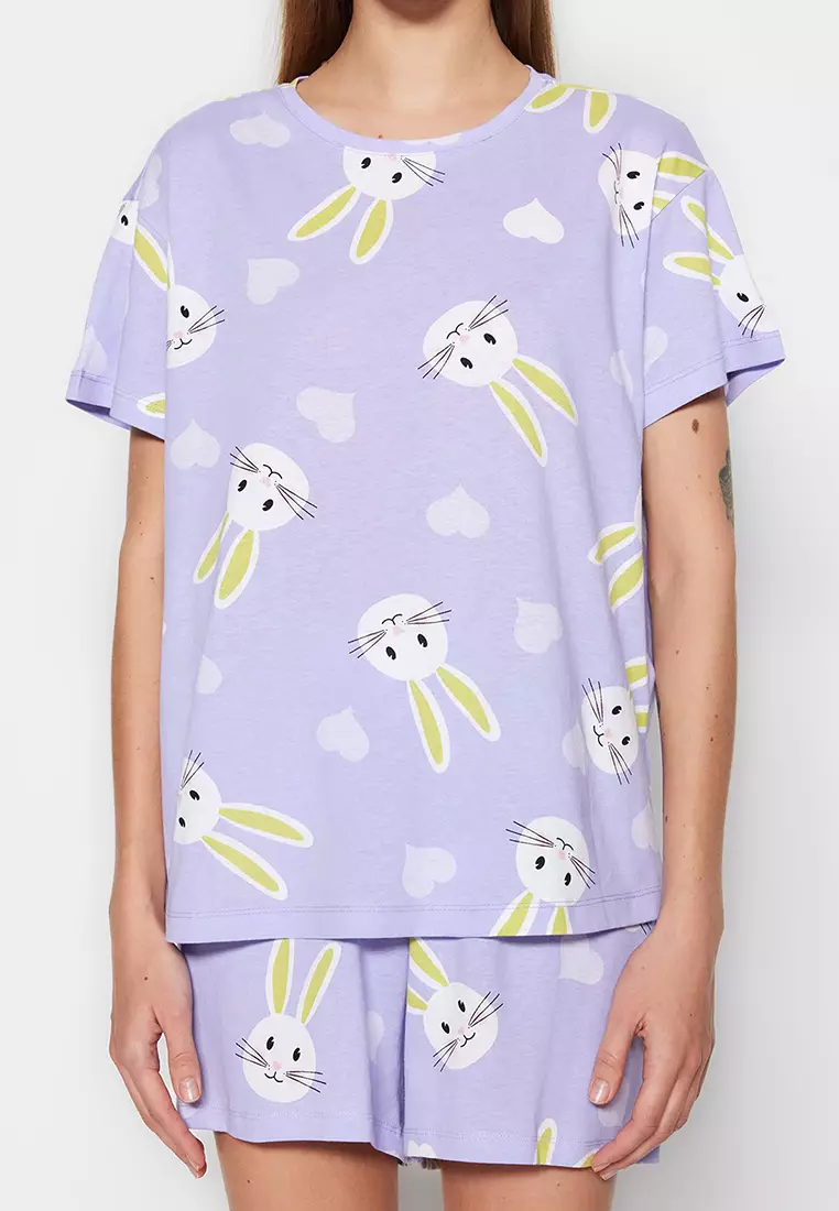 Printed T-Shirt and Shorts Pajama Set