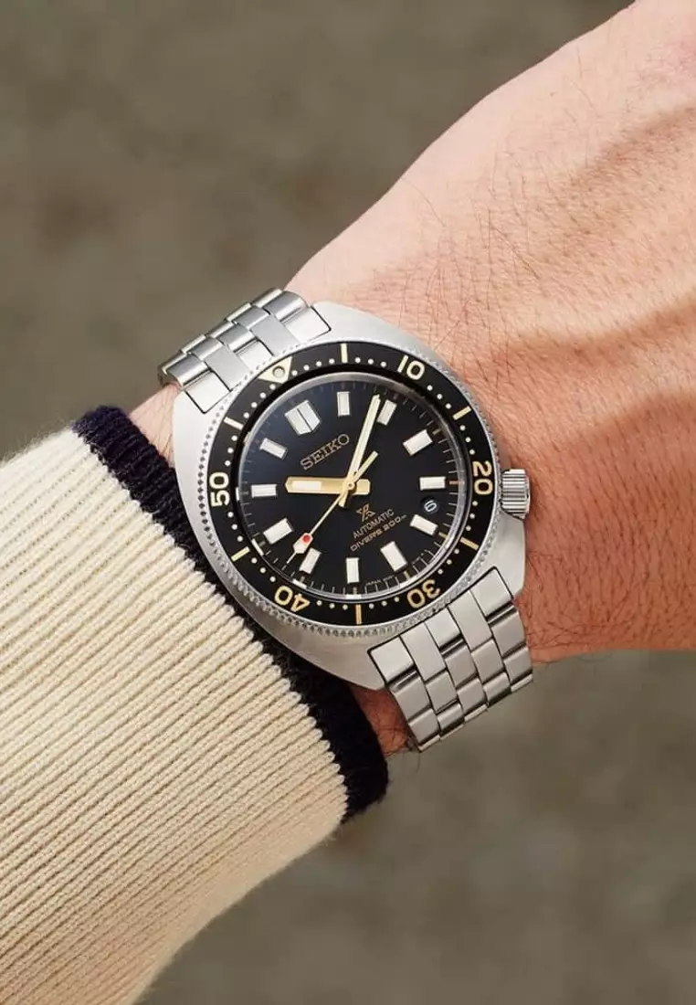 精工 Prospex Heritage Turtle 1968 重新詮釋黑色錶盤不鏽鋼錶帶自動手錶 SPB315J1