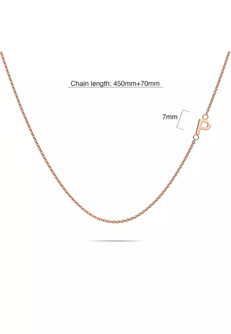 Sparkling Alphabet Initials Stainless Steel Necklace in Rose Gold - P