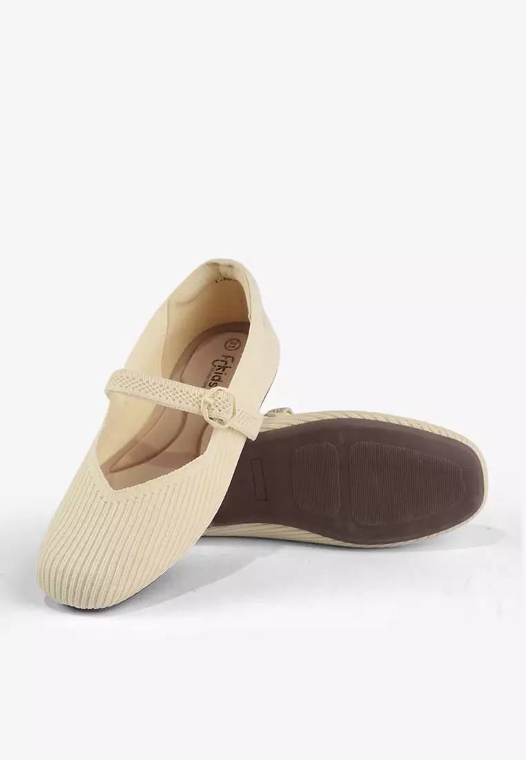 Sepatu Flatshoes Knit Mary Jane Anak Perempuan T.Mona Yellow