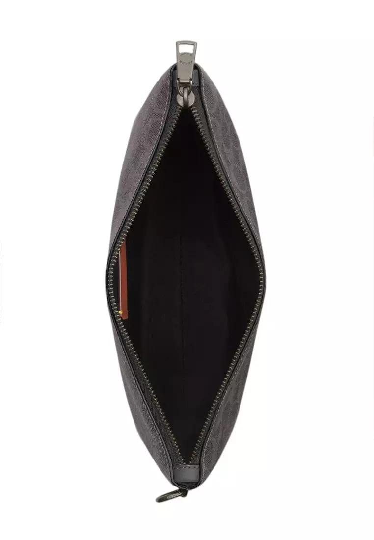 Mens Pouch In Signature Canvas - Grey/Black