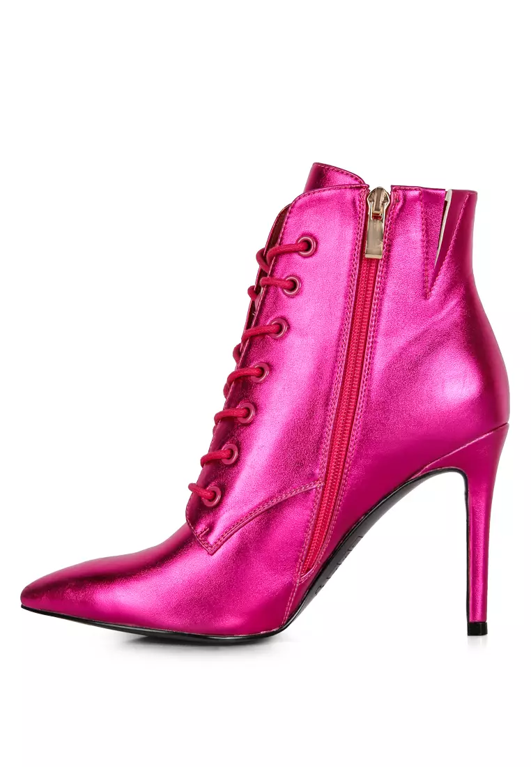 Buy Rag & CO. Fuchsia Metallic High Heeled Ankle Boot Online ZALORA