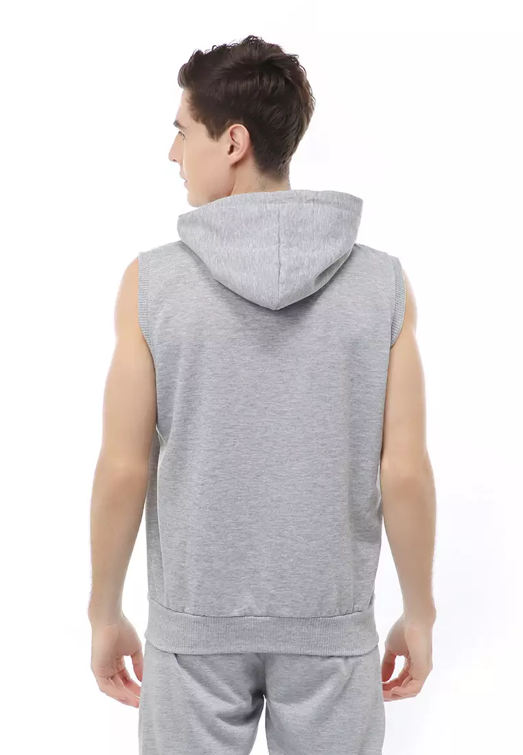 Clover Jacket Pria Rompi Zipper Polos Material Fleece ORIGINAL - Light Grey