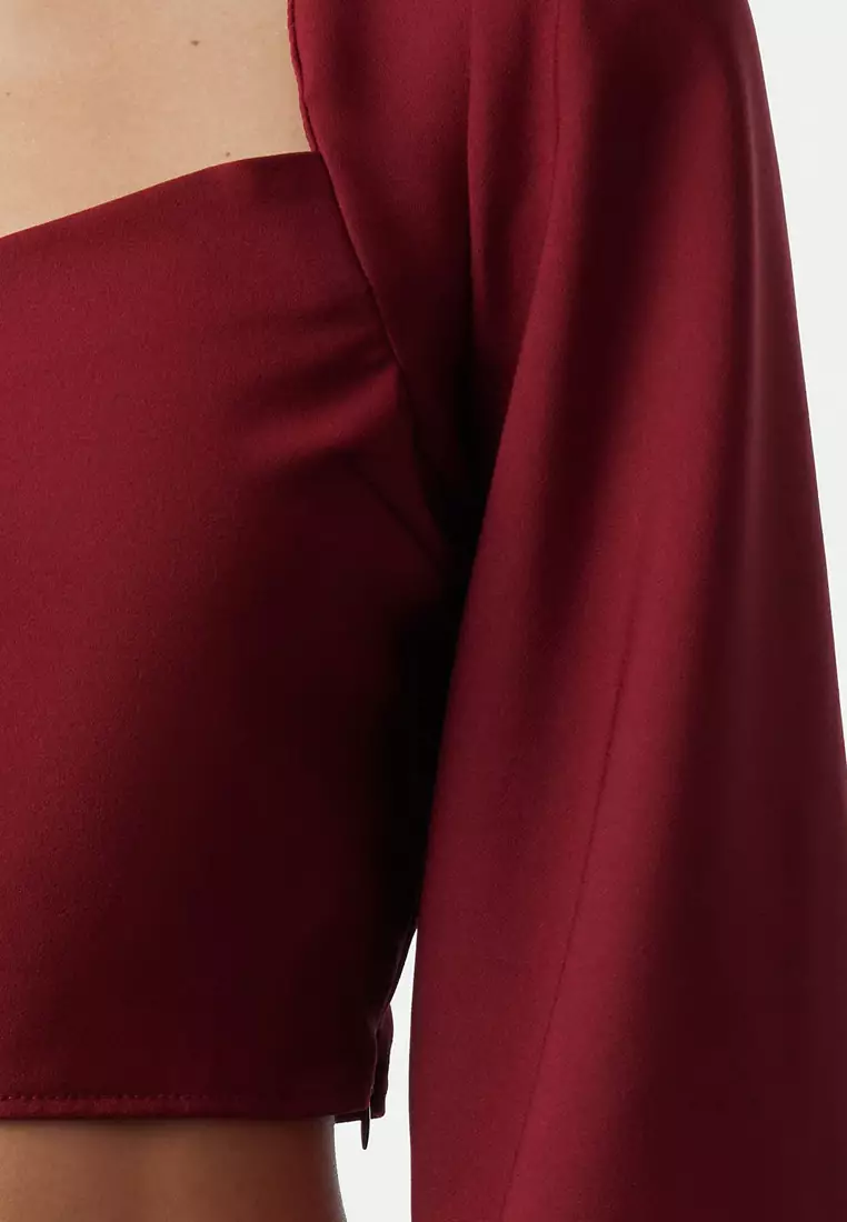 Cropped Balloon Sleeves Top