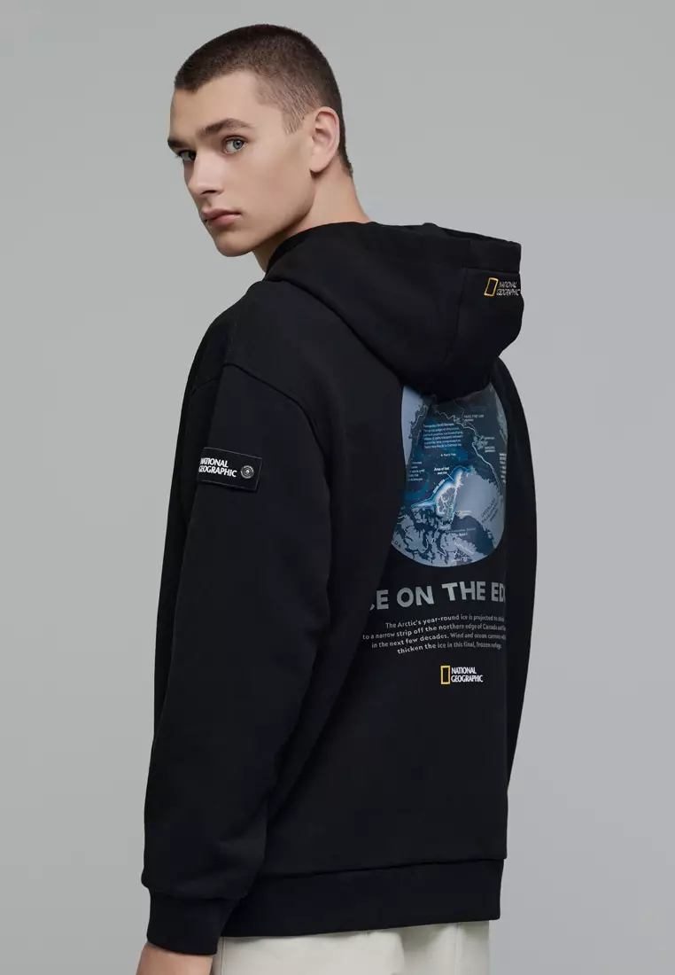 男女同款冰河圖案半寬鬆連帽衛衣