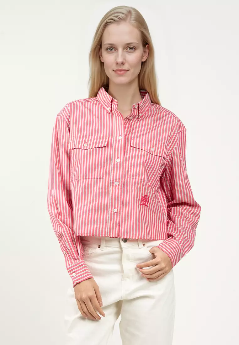 Buy Tommy Hilfiger Crest Logo Cropped Shirt Tommy Jeans 2025